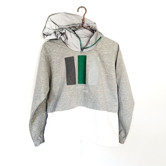 Adidas EQT Pullover Gray Green Windbreaker Hoodie Jacket Womens Size XS - Picture 2 of 8